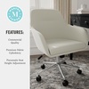 image:imageMartha Stewart Rayna Swivel Task Chair with Flared Arms for Home Office in Saddle Brown Faux Leather with Oil Rubbed Bronze FrameLight Gray FabricPolished Nickel Frame