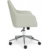 image:imageMartha Stewart Rayna Swivel Task Chair with Flared Arms for Home Office in Saddle Brown Faux Leather with Oil Rubbed Bronze FrameLight Gray FabricPolished Nickel Frame
