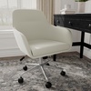 image:imageMartha Stewart Rayna Swivel Task Chair with Flared Arms for Home Office in Saddle Brown Faux Leather with Oil Rubbed Bronze FrameLight Gray FabricPolished Nickel Frame