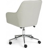 image:imageMartha Stewart Rayna Swivel Task Chair with Flared Arms for Home Office in Saddle Brown Faux Leather with Oil Rubbed Bronze FrameLight Gray FabricPolished Nickel Frame