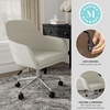 image:imageMartha Stewart Rayna Swivel Task Chair with Flared Arms for Home Office in Saddle Brown Faux Leather with Oil Rubbed Bronze FrameLight Gray FabricPolished Nickel Frame