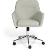 image:imageMartha Stewart Rayna Swivel Task Chair with Flared Arms for Home Office in Saddle Brown Faux Leather with Oil Rubbed Bronze FrameLight Gray FabricPolished Nickel Frame