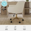 image:imageMartha Stewart Rayna Swivel Task Chair with Flared Arms for Home Office in Saddle Brown Faux Leather with Oil Rubbed Bronze FrameOff White FabricPolished Brass Frame