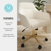 image:imageMartha Stewart Rayna Swivel Task Chair with Flared Arms for Home Office in Saddle Brown Faux Leather with Oil Rubbed Bronze FrameOff White FabricPolished Brass Frame