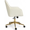 image:imageMartha Stewart Rayna Swivel Task Chair with Flared Arms for Home Office in Saddle Brown Faux Leather with Oil Rubbed Bronze FrameOff White FabricPolished Brass Frame