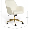 image:imageMartha Stewart Rayna Swivel Task Chair with Flared Arms for Home Office in Saddle Brown Faux Leather with Oil Rubbed Bronze FrameOff White FabricPolished Brass Frame