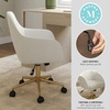 image:imageMartha Stewart Rayna Swivel Task Chair with Flared Arms for Home Office in Saddle Brown Faux Leather with Oil Rubbed Bronze FrameOff White FabricPolished Brass Frame