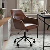 image:imageMartha Stewart Rayna Swivel Task Chair with Flared Arms for Home Office in Saddle Brown Faux Leather with Oil Rubbed Bronze FrameSaddle Brown Faux LeatherOil Rubbed Bronze