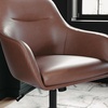 image:imageMartha Stewart Rayna Swivel Task Chair with Flared Arms for Home Office in Saddle Brown Faux Leather with Oil Rubbed Bronze FrameSaddle Brown Faux LeatherOil Rubbed Bronze