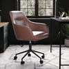 image:imageMartha Stewart Rayna Swivel Task Chair with Flared Arms for Home Office in Saddle Brown Faux Leather with Oil Rubbed Bronze FrameSaddle Brown Faux LeatherOil Rubbed Bronze