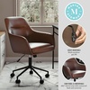 image:imageMartha Stewart Rayna Swivel Task Chair with Flared Arms for Home Office in Saddle Brown Faux Leather with Oil Rubbed Bronze FrameSaddle Brown Faux LeatherOil Rubbed Bronze