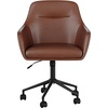 image:imageMartha Stewart Rayna Swivel Task Chair with Flared Arms for Home Office in Saddle Brown Faux Leather with Oil Rubbed Bronze FrameSaddle Brown Faux LeatherOil Rubbed Bronze