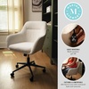 image:imageMartha Stewart Rayna Swivel Task Chair with Flared Arms for Home Office in Saddle Brown Faux Leather with Oil Rubbed Bronze FrameWhite BoucleOil Rubbed Bronze