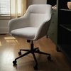 image:imageMartha Stewart Rayna Swivel Task Chair with Flared Arms for Home Office in Saddle Brown Faux Leather with Oil Rubbed Bronze FrameWhite BoucleOil Rubbed Bronze