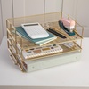 image:imageMartha Stewart Ryder 3 Tier Desk Letter Tray Organizer Stackable Steel Mesh Inbox Tray for Files Papers or Letters Gold