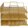 image:imageMartha Stewart Ryder 3 Tier Desk Letter Tray Organizer Stackable Steel Mesh Inbox Tray for Files Papers or Letters Gold