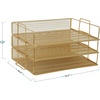 image:imageMartha Stewart Ryder 3 Tier Desk Letter Tray Organizer Stackable Steel Mesh Inbox Tray for Files Papers or Letters Gold
