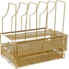 image:imageMartha Stewart Ryder Gold Mesh Metal Large Desktop Organizer With Paper File Letter Holder Organizer and Drawer