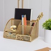 image:imageMartha Stewart Ryder Gold Mesh Metal Small Desktop Organizer for Office Accessories Notebooks Pen Holder and Drawer