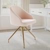 image:imageMartha Stewart Sora Stationary Swivel Task Chair with Sloped Arms for Home Office in Gray Velvet with Oil Rubbed Bronze FrameConch Shell FabricPolished Brass Frame