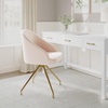 image:imageMartha Stewart Sora Stationary Swivel Task Chair with Sloped Arms for Home Office in Gray Velvet with Oil Rubbed Bronze FrameConch Shell FabricPolished Brass Frame