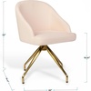 image:imageMartha Stewart Sora Stationary Swivel Task Chair with Sloped Arms for Home Office in Gray Velvet with Oil Rubbed Bronze FrameConch Shell FabricPolished Brass Frame