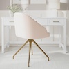 image:imageMartha Stewart Sora Stationary Swivel Task Chair with Sloped Arms for Home Office in Gray Velvet with Oil Rubbed Bronze FrameConch Shell FabricPolished Brass Frame