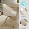 image:imageMartha Stewart Sora Stationary Swivel Task Chair with Sloped Arms for Home Office in Gray Velvet with Oil Rubbed Bronze FrameOff White BouclePolished Brass Frame