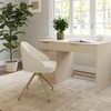 image:imageMartha Stewart Sora Stationary Swivel Task Chair with Sloped Arms for Home Office in Gray Velvet with Oil Rubbed Bronze FrameOff White BouclePolished Brass Frame