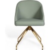 image:imageMartha Stewart Sora Stationary Swivel Task Chair with Sloped Arms for Home Office in Gray Velvet with Oil Rubbed Bronze FrameSage Faux LeatherPolished Brass Frame