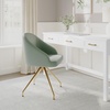 image:imageMartha Stewart Sora Stationary Swivel Task Chair with Sloped Arms for Home Office in Gray Velvet with Oil Rubbed Bronze FrameSage Faux LeatherPolished Brass Frame