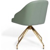 image:imageMartha Stewart Sora Stationary Swivel Task Chair with Sloped Arms for Home Office in Gray Velvet with Oil Rubbed Bronze FrameSage Faux LeatherPolished Brass Frame