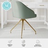 image:imageMartha Stewart Sora Stationary Swivel Task Chair with Sloped Arms for Home Office in Gray Velvet with Oil Rubbed Bronze FrameSage Faux LeatherPolished Brass Frame