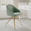 image:imageMartha Stewart Sora Stationary Swivel Task Chair with Sloped Arms for Home Office in Gray Velvet with Oil Rubbed Bronze FrameSage Faux LeatherPolished Brass Frame