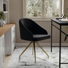 image:imageMartha Stewart Sora Stationary Swivel Task Chair with Sloped Arms for Home Office in White Boucle with Oil Rubbed Bronze FrameBlack VelvetPolished Nickel