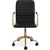 image:imageMartha Stewart Taytum Swivel Task Chair with Armrests for Home Office in Black Faux Leather with Polished Nickel FrameBlack Faux LeatherPolished Brass Frame