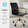image:imageMartha Stewart Taytum Swivel Task Chair with Armrests for Home Office in Black Faux Leather with Polished Nickel FrameBlack Faux LeatherPolished Brass Frame