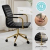 image:imageMartha Stewart Taytum Swivel Task Chair with Armrests for Home Office in Black Faux Leather with Polished Nickel FrameBlack Faux LeatherPolished Brass Frame