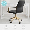 image:imageMartha Stewart Taytum Swivel Task Chair with Armrests for Home Office in Black Faux Leather with Polished Nickel FrameBlack Faux LeatherPolished Brass Frame