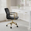 image:imageMartha Stewart Taytum Swivel Task Chair with Armrests for Home Office in Black Faux Leather with Polished Nickel FrameBlack Faux LeatherPolished Brass Frame