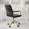 image:imageMartha Stewart Taytum Swivel Task Chair with Armrests for Home Office in Black Faux Leather with Polished Nickel FrameBlack Faux LeatherPolished Brass Frame