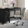 image:imageMartha Stewart Taytum Swivel Task Chair with Armrests for Home Office in Black Faux Leather with Polished Nickel FrameGray Faux LeatherPolished Nickel Frame