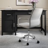 image:imageMartha Stewart Taytum Swivel Task Chair with Armrests for Home Office in Black Faux Leather with Polished Nickel FrameGray Faux LeatherPolished Nickel Frame