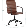 image:imageMartha Stewart Taytum Swivel Task Chair with Armrests for Home Office in Black Faux Leather with Polished Nickel FrameSaddle Brown Faux LeatherOil Rubbed Bronze
