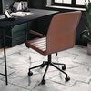 image:imageMartha Stewart Taytum Swivel Task Chair with Armrests for Home Office in Black Faux Leather with Polished Nickel FrameSaddle Brown Faux LeatherOil Rubbed Bronze