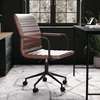 image:imageMartha Stewart Taytum Swivel Task Chair with Armrests for Home Office in Black Faux Leather with Polished Nickel FrameSaddle Brown Faux LeatherOil Rubbed Bronze