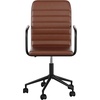 image:imageMartha Stewart Taytum Swivel Task Chair with Armrests for Home Office in Black Faux Leather with Polished Nickel FrameSaddle Brown Faux LeatherOil Rubbed Bronze