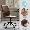 image:imageMartha Stewart Taytum Swivel Task Chair with Armrests for Home Office in Black Faux Leather with Polished Nickel FrameSaddle Brown Faux LeatherOil Rubbed Bronze