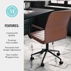 image:imageMartha Stewart Taytum Swivel Task Chair with Armrests for Home Office in Black Faux Leather with Polished Nickel FrameSaddle Brown Faux LeatherOil Rubbed Bronze