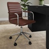 image:imageMartha Stewart Taytum Swivel Task Chair with Armrests for Home Office in Black Faux Leather with Polished Nickel FrameSaddle Brown Faux LeatherPolished Nickel Frame